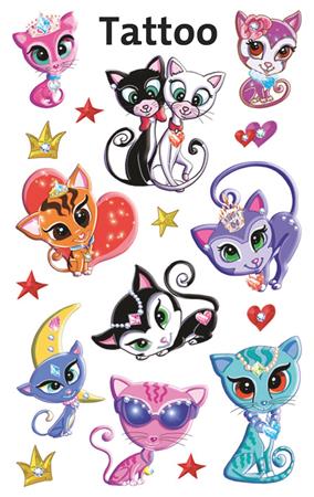 Matrica, tetoválás, 1 ív, 76x120 mm, AVERY ZWECKFORM, "Z-Design No.56675", cicák